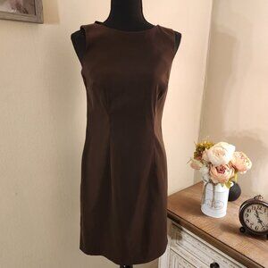 Classic Brown Sleeveless Sheath Dress